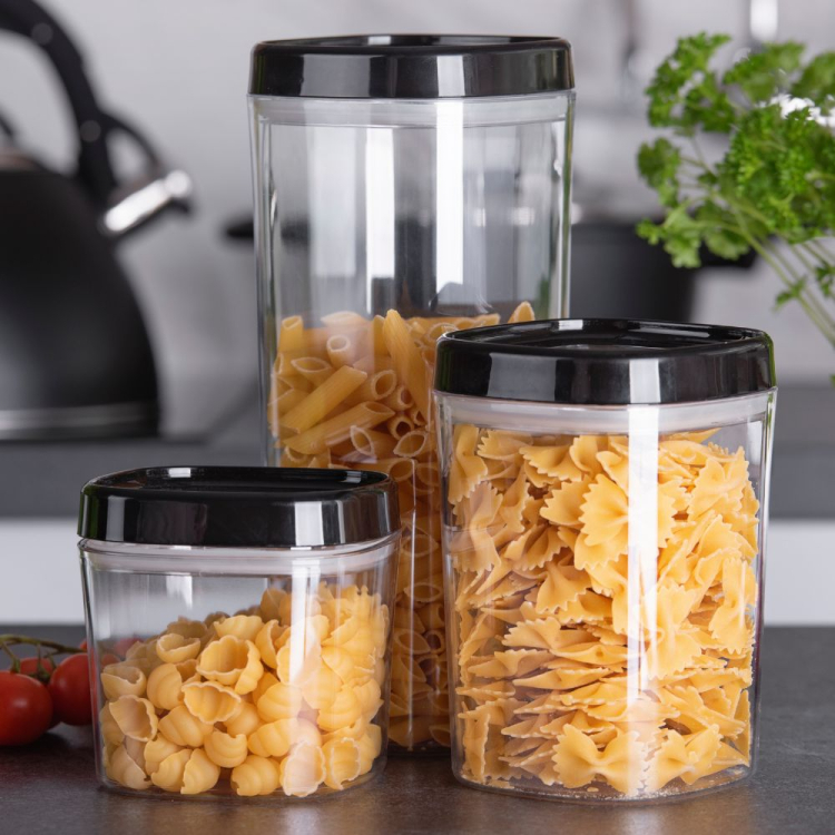 Pojemnik spożywczy transparentny czarny 600ml AMOS